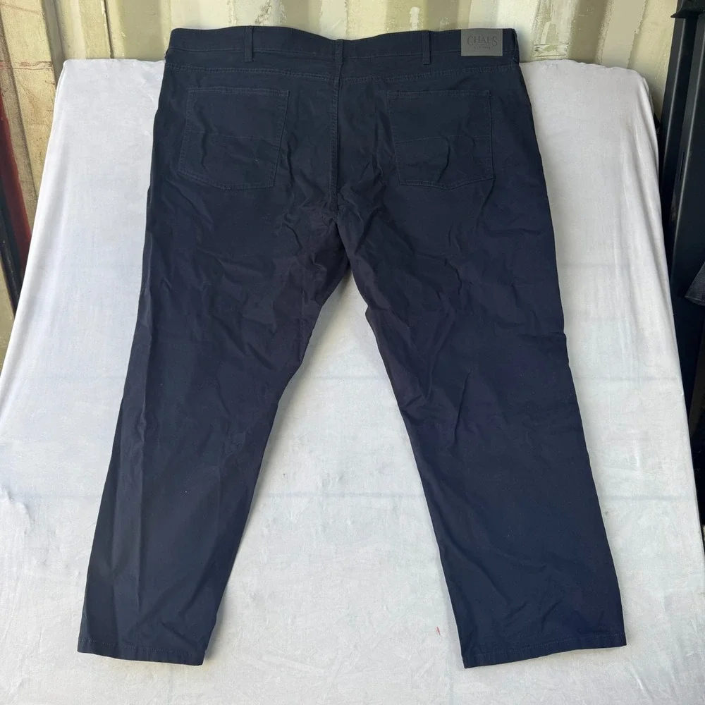 Chaps Chino Pants Mens 50x30 Navy Blue Cotton Stretch Slim Fit Straight Leg